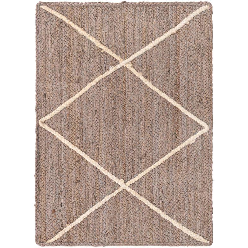 Handmade Braided Jute Trellis 2x3 Area Rug in Gray