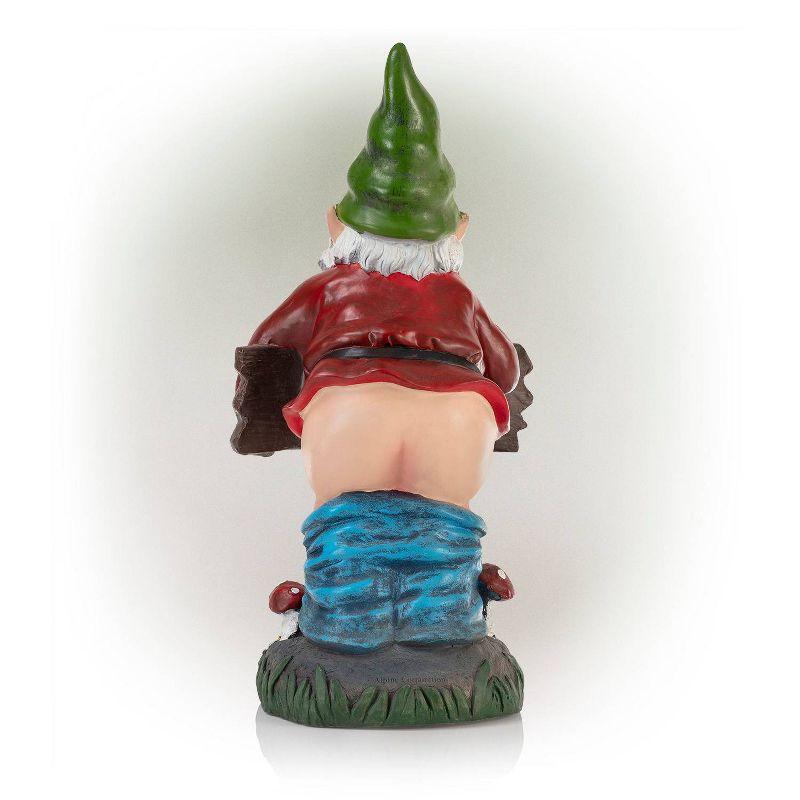 22"H Ceramic Outdoor Sculpture - Alpine Corporation: Garden Gnome with Welcome Sign, Mythical Decor