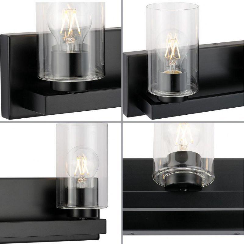 Progress Lighting Goodwin 3-Light Vanity Light, Steel, Matte Black, Clear Glass Shades