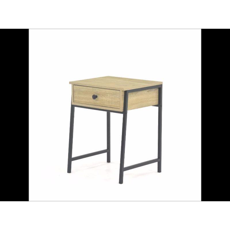 North Avenue Nightstand Charter Oak - Sauder: Metal Frame, Mid-Century Modern, Storage Drawer