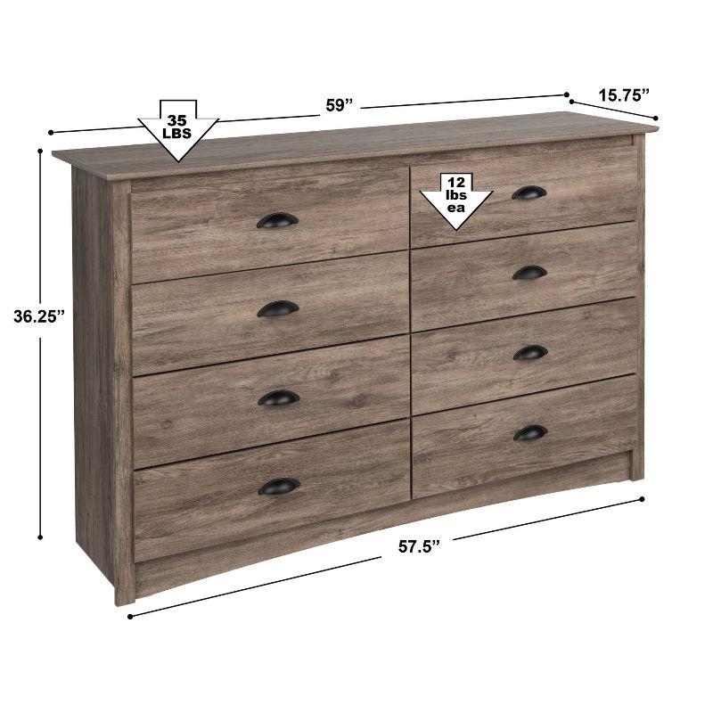 Drifted Gray Double 8-Drawer Coastal Dresser