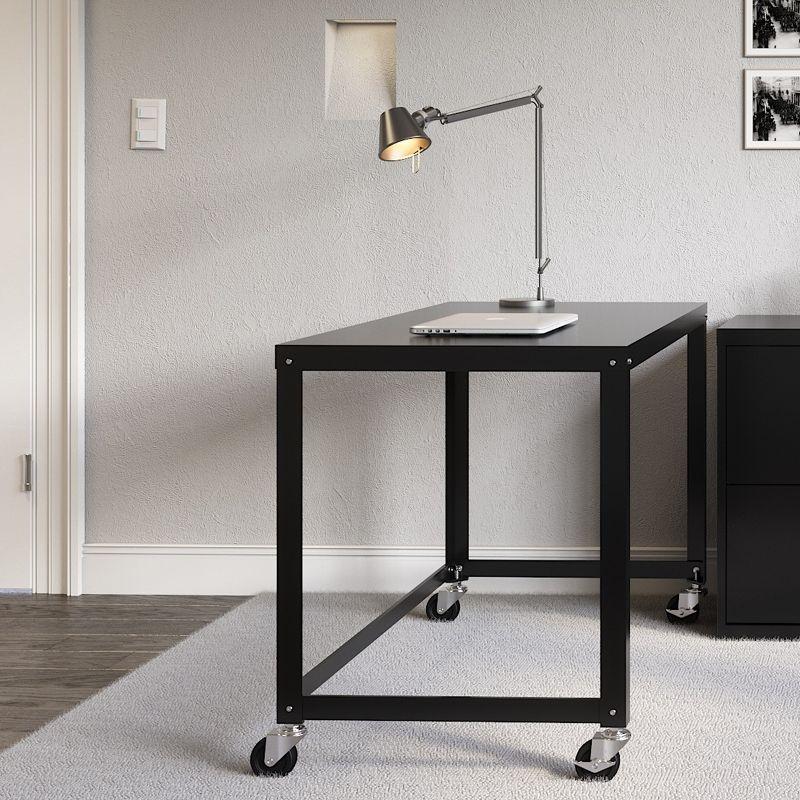 Space Solutions Mobile Desk Steel Black: Sturdy Metal Frame, No Storage, Adult Assembly Required