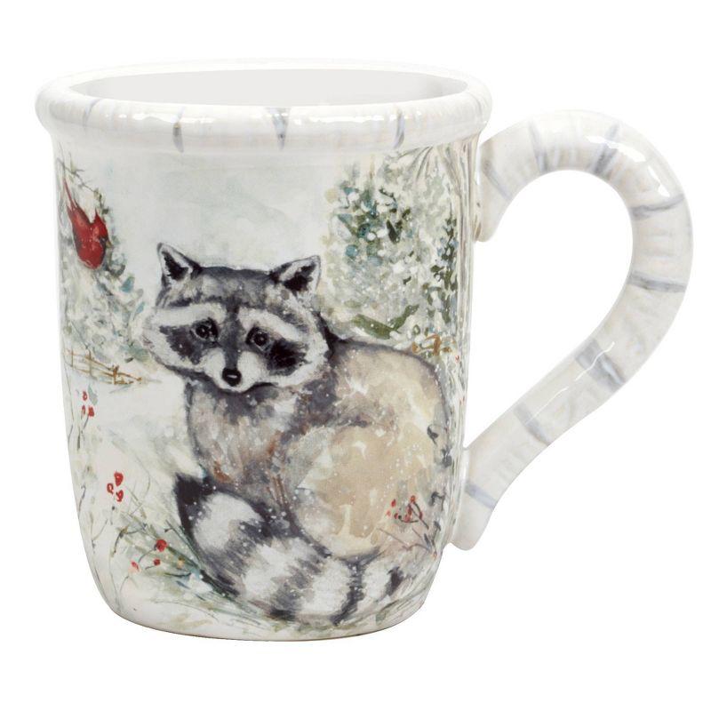 Winter's Walk Multicolor Ceramic 16oz Animal Print Mugs, Set of 4