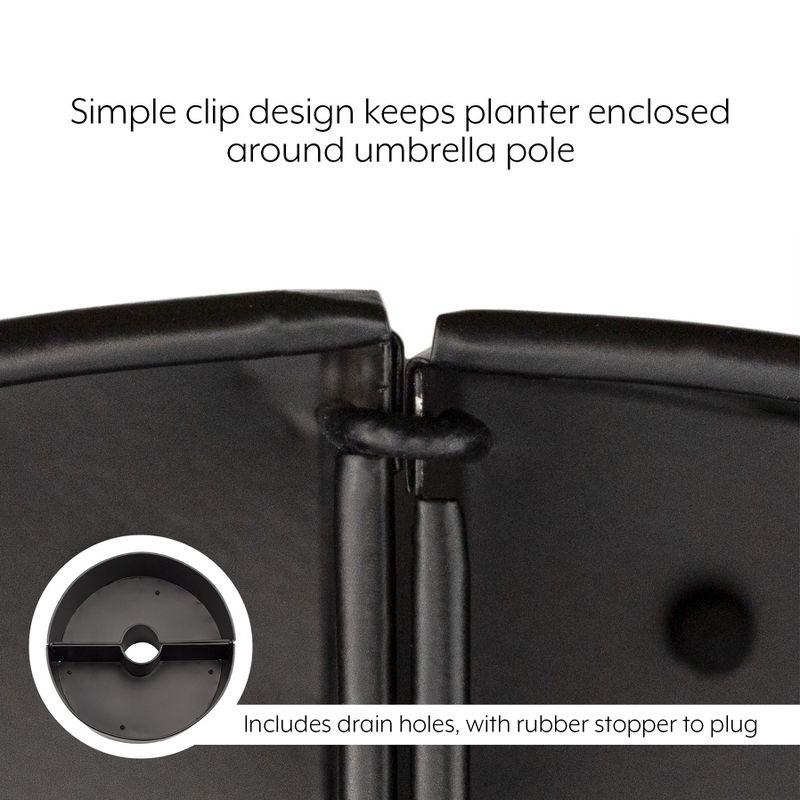 AuldHome Design Umbrella Planter for Patio Table w/ Umbrella Hole Enamelware Half Planter Pots