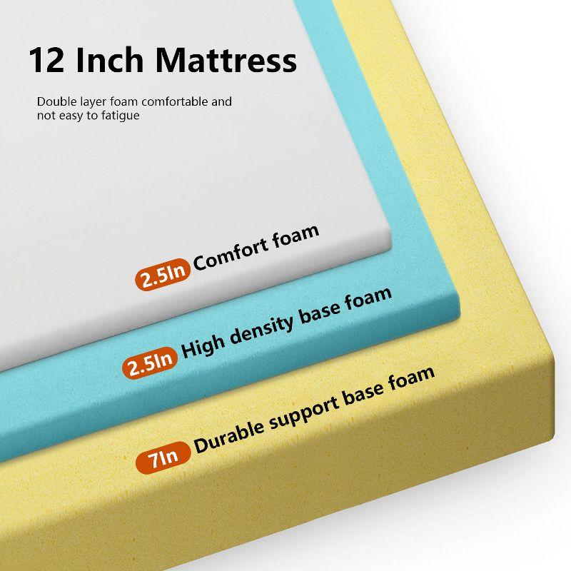 FDW Queen Mattress 12 Inch Gel Memory Foam Mattress with Breathable & Washable Soft Fabric Zippered Cover,CertiPUR-US Certified,White