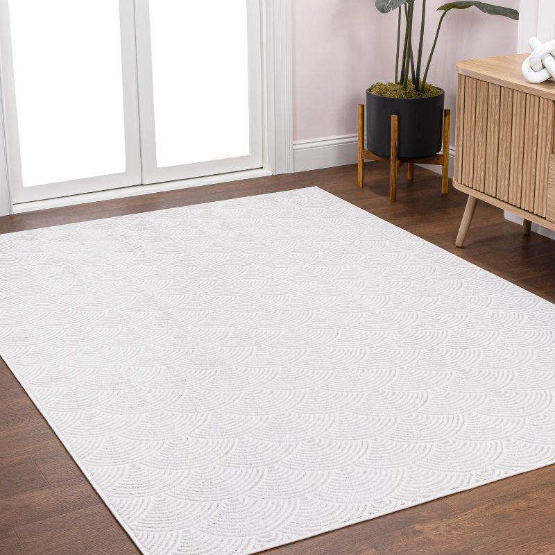 JONATHAN Y Porter Geometric Art Deco Fan Pattern High-Low White/Light Gray 4 ft. x 6 ft. Area Rug