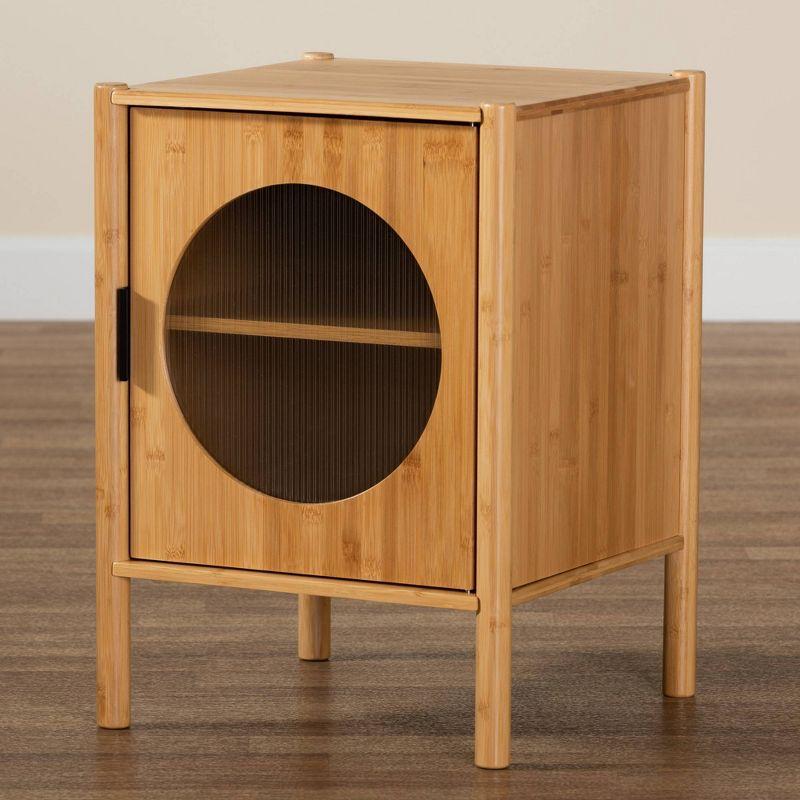 Naresh Bamboo Wood 1 Door End Table Natural Brown - Baxton Studio