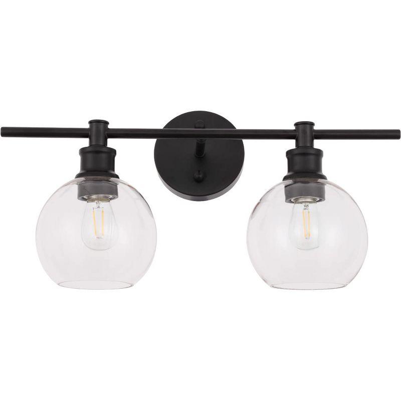 Elegant Lighting Collier 2 light Black and Clear glass Wall sconce