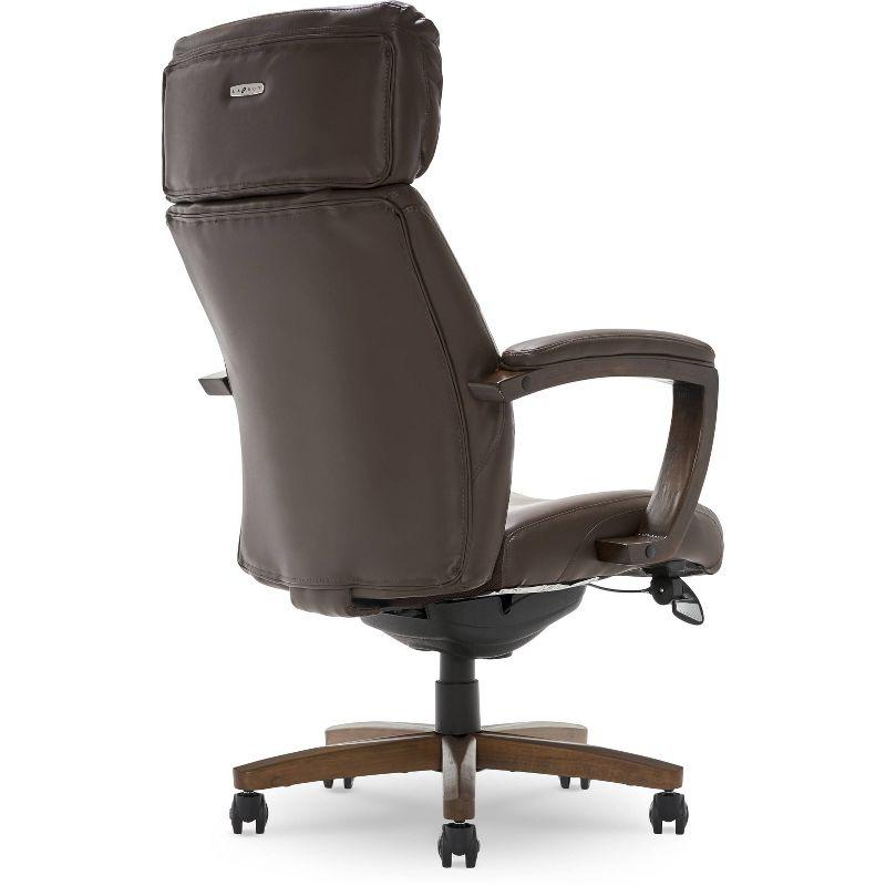 Greyson Modern Executive High-Back Office Chair with Solid Wood Arms and Lumbar Support