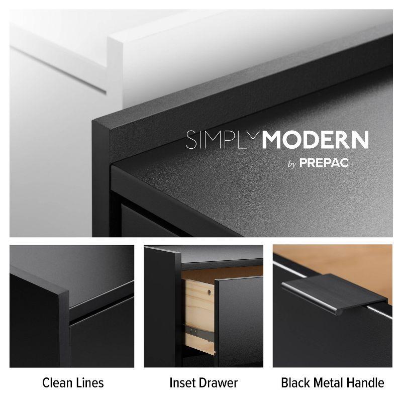 Prepac 23.75" Wide Simply Modern 2 Drawer Nightstand Black