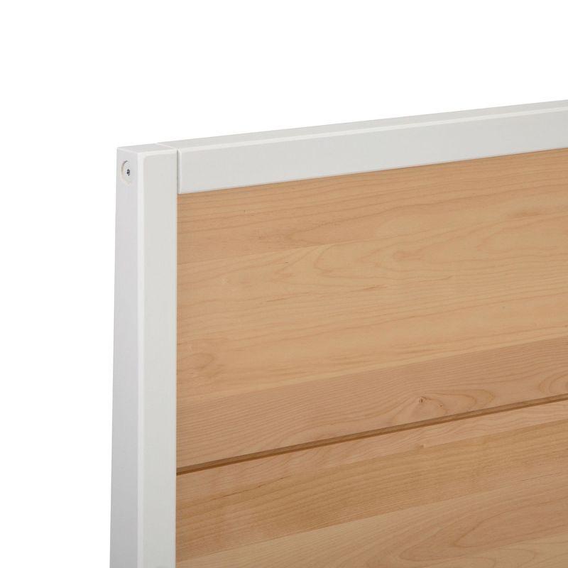 Plank+Beam Duo Solid Wood Queen Bed Frame with Panel Headboard, Modern Platform Bed with Wood Slat Support, No Box Spring Needed, White/Birch