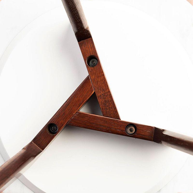 The Bianco Collection Stella 31" Round Italian Black Marble Coffee Table with Walnut Legs