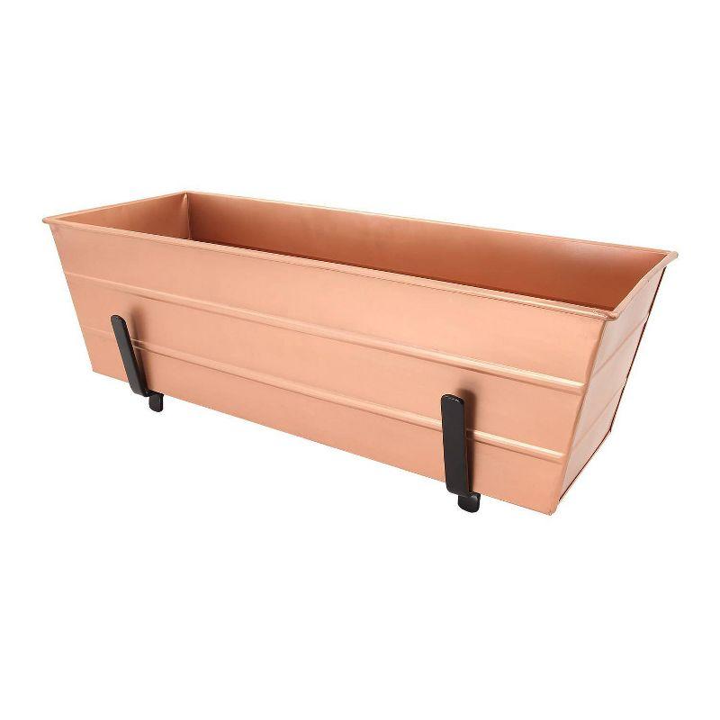 Medium Copper Galvanized Steel Rectangular Box Planter with Brackets