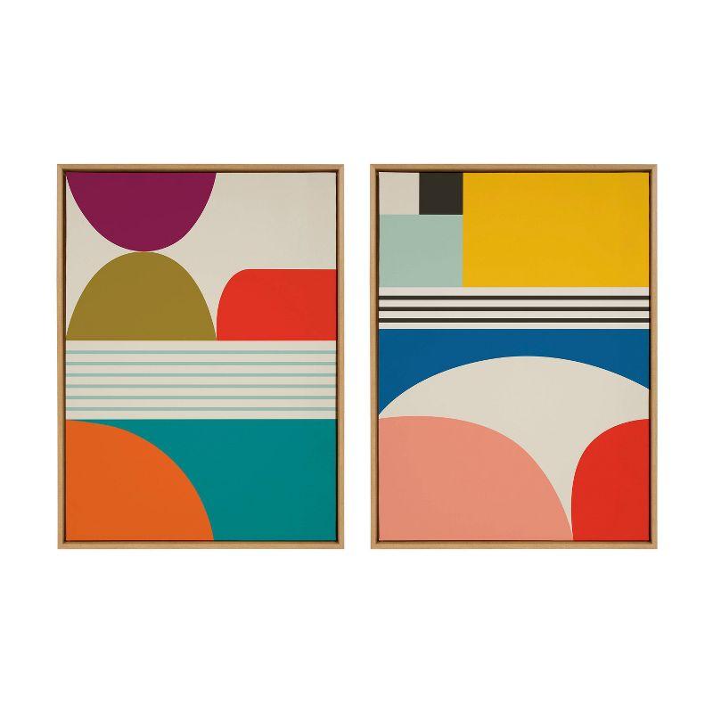 Colorful Abstract Mid-Century Modern Canvas Wall Art Set