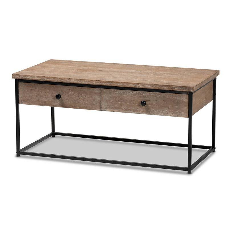 Roderick Wood & Metal Coffee Table with Storage, Industrial Design - Baxton Studio