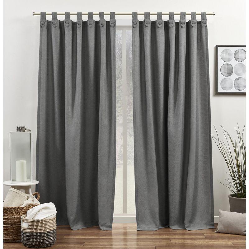 Black Pearl Linen Tuxedo Tab Top Curtain Panels, 54"x84"