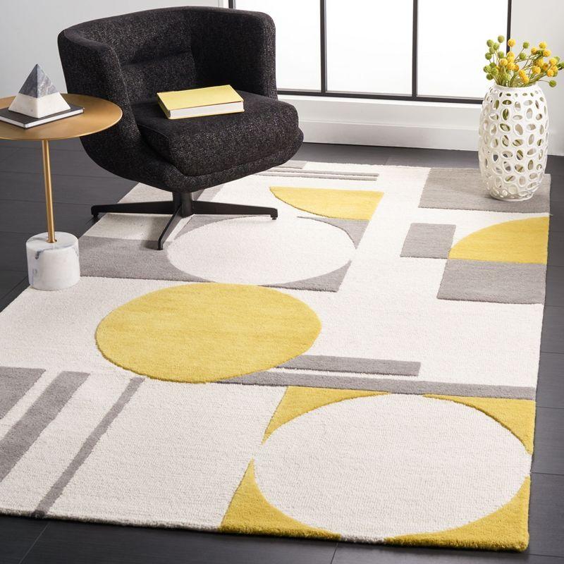 Gray and Yellow Hand-Tufted Wool 6' x 9' Area Rug