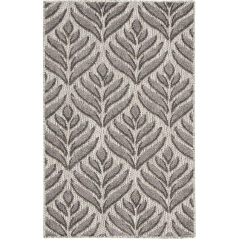 Nourison Aloha Tropical Palm Flatweave High-Low Indoor Outdoor Area Rug Charcoal 2'8" x 4'