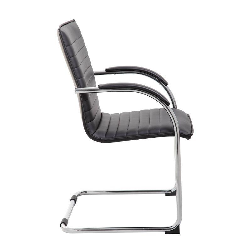 Luxurious Chrome Frame Black Vinyl Side Chair Set