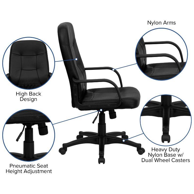 Flash Furniture Holly High Back Black Glove Vinyl Executive Swivel Office Chair with Arms