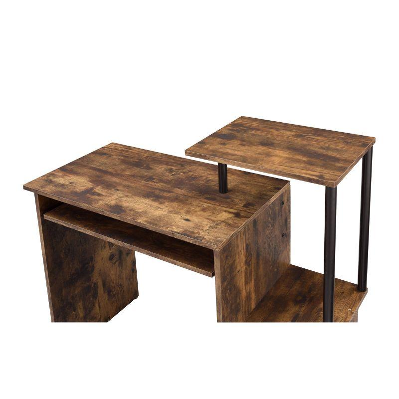 Rustic Oak and Black Weathered Wood Computer Desk with Storage