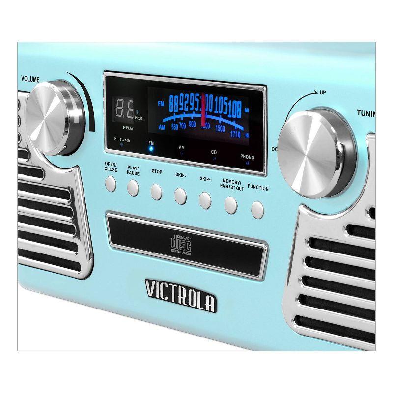 Teal Retro Bluetooth Record Player with AM/FM Radio