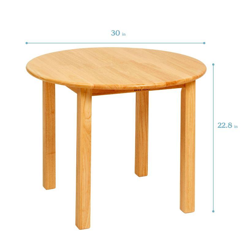 ECR4Kids 30in D Round Hardwood Table and Chair Set, 12in Seat Height, Kids Furniture