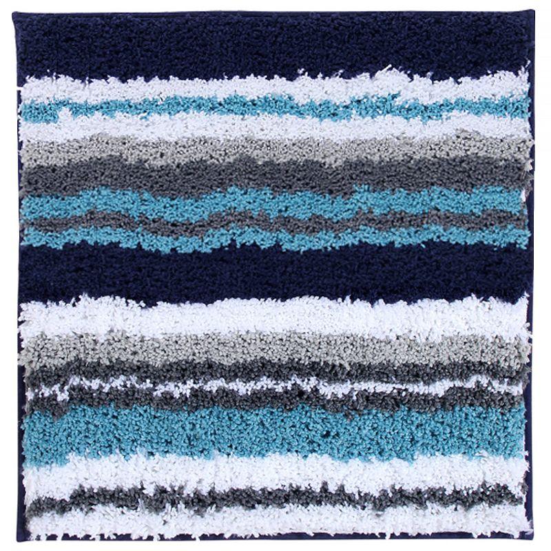 Luxurious 24" x 36" Blue & Gray Polyester Tufted Bath Rug