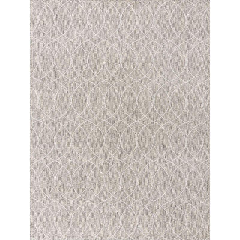 Light Gray Geometric 9' x 12' Outdoor Area Rug