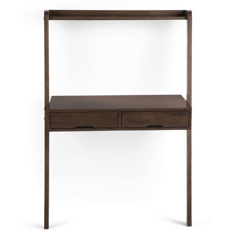 36" Darren Solid Wood Desk Warm Walnut - WyndenHall: Compact, Space-Saving Design with Storage