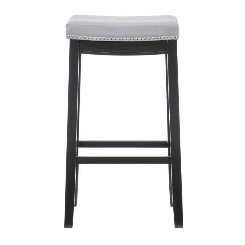 Claridge Backless Faux Leather Nailhead Saddle Barstool Gray - Linon