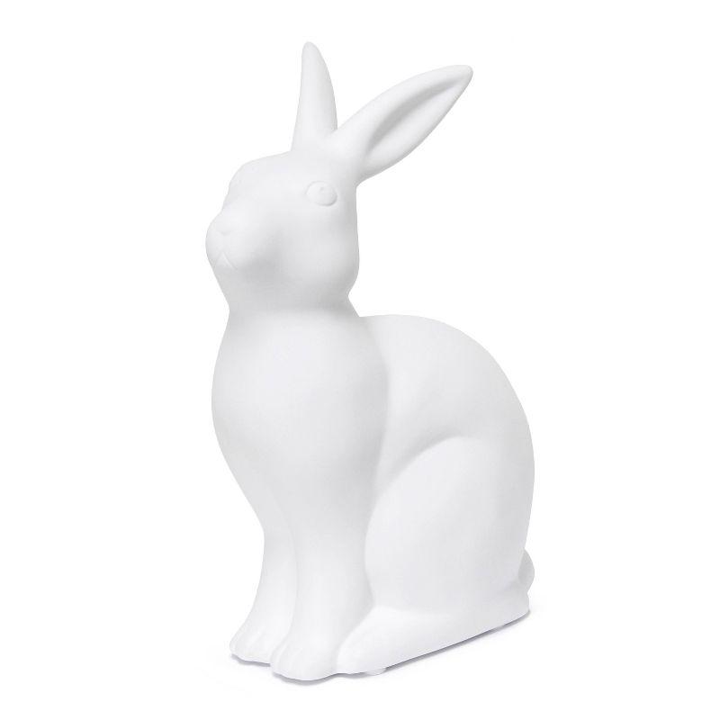 Gracie Oaks Creekwood Home 10.43" Glowing Ceramic Bunny Rabbit Light, For Home Décor, Nightstand, End Table, Entryway, Bookshelf, Kid's Room, White