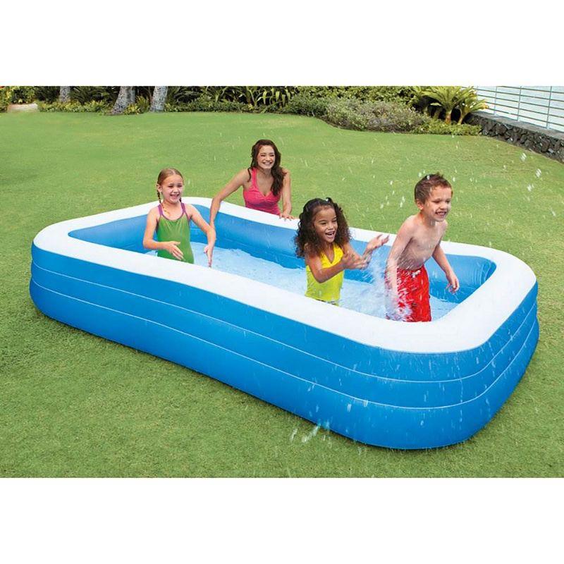 Large Blue and White Rectangular Inflatable Pool