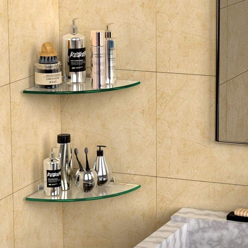 GeekDigg Glass Shelf Shower Caddie, 2-Pack Clear