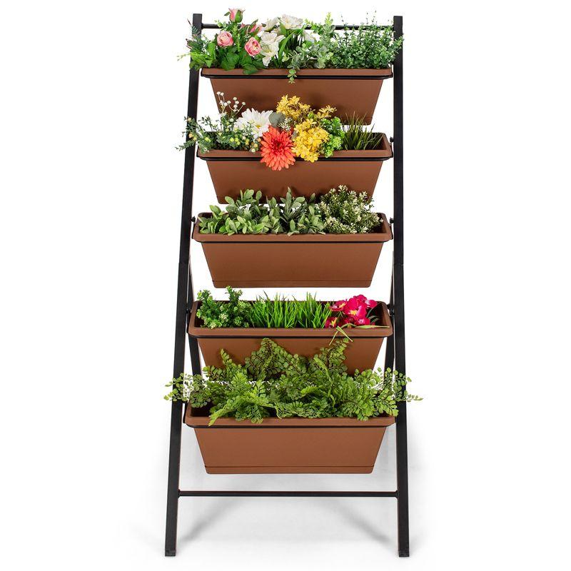 Tangkula 5-Tier Vertical Herb Garden Planter Box Outdoor Elevated Raised Bed Brown