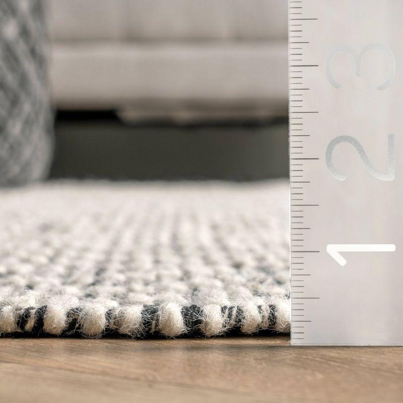 nuLOOM 6'x9' Flora Handmade Textured Diamonds Wool Area Rug Gray/Ivory: Geometric Flat Pile, Indoor Use