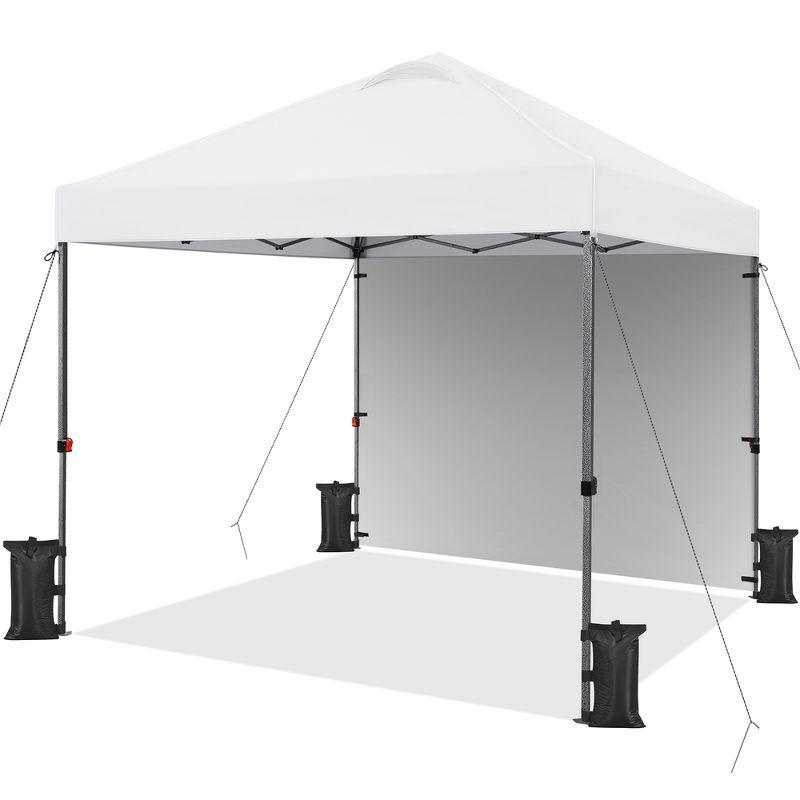 White Adjustable Height Pop-Up Canopy Tent with Sidewall