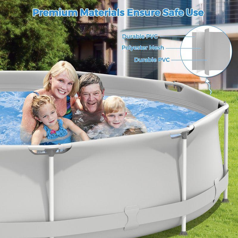 Costway Round Above Ground Swimming Pool Patio Frame Pool W/ Pool Cover Iron Frame