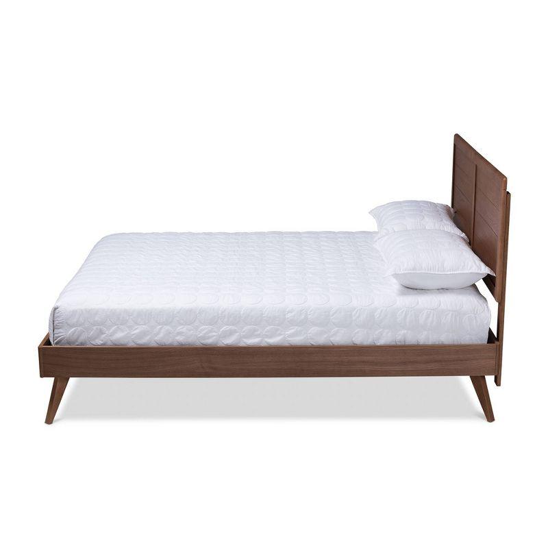 Queen Artemis Walnut Finished Wood Platform Bed Brown - Baxton Studio: Mid-Century Modern, No Box Spring Required