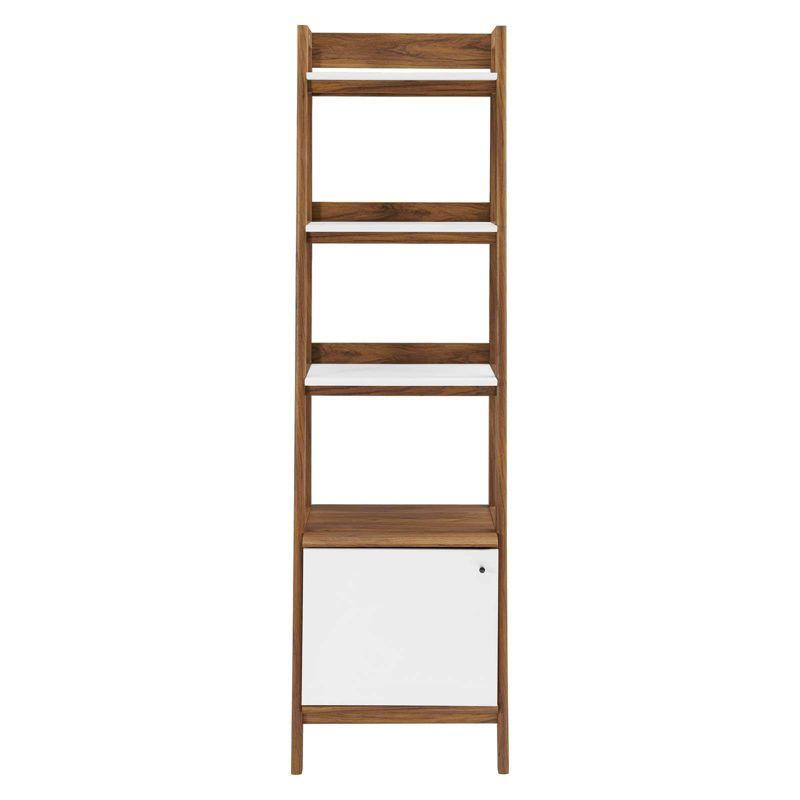 71" Bixby Bookshelf Display Walnut/White - Modway: Modern Vertical Storage, 4 Shelves, Metal Hardware