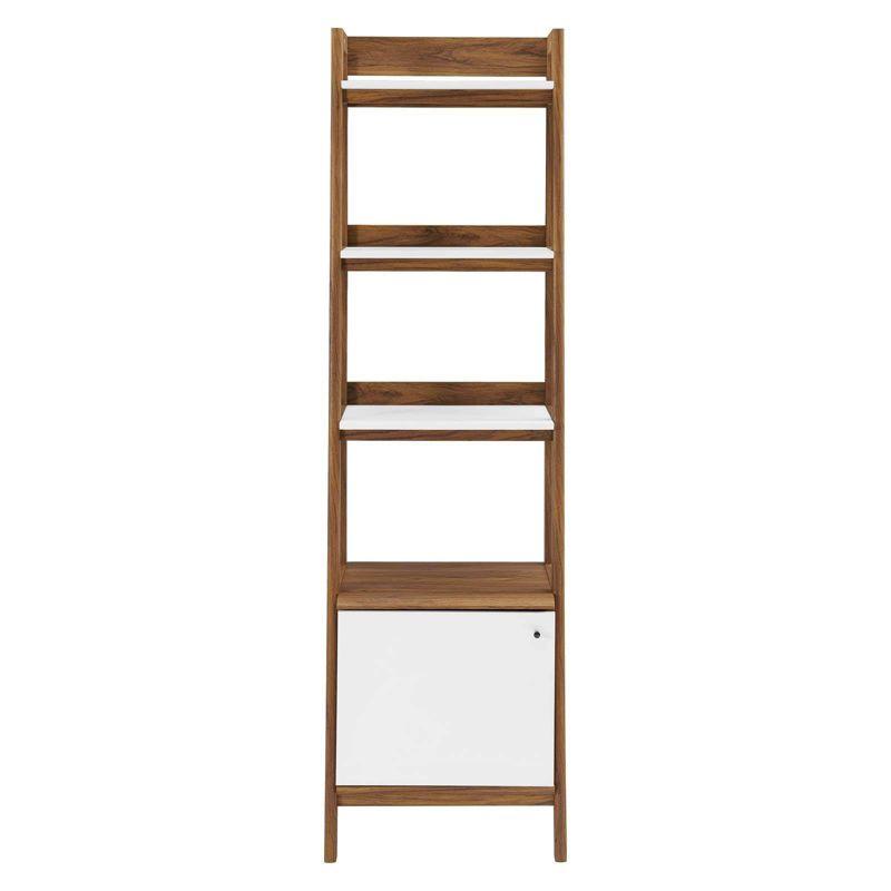 Bixby 71" Walnut and White Bookshelf with Storage