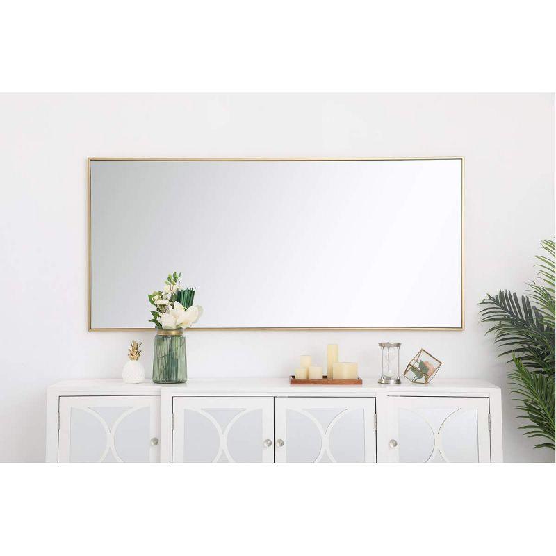 Elegant Lighting Modern Metal Frame Mirror, Rectangle 30", Brass Finish – Ideal for Vanity or Accent Wall