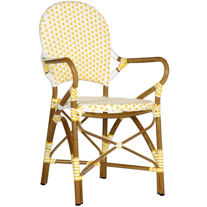 Coastal Cottage Yellow & White PE Wicker Armchair Set