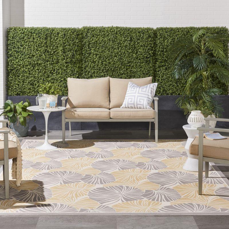 Floral Gray/Yellow Outdoor Area Rug