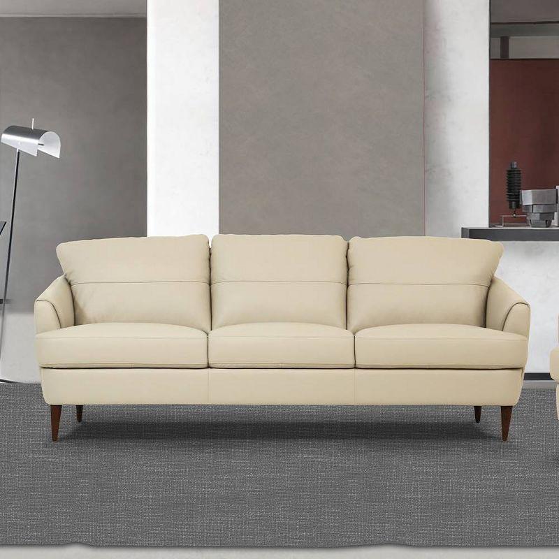 83" Helena Sofa Leather Pearl Gray - Acme Furniture: Faux Leather, Wood Frame, Includes Accent Pillow