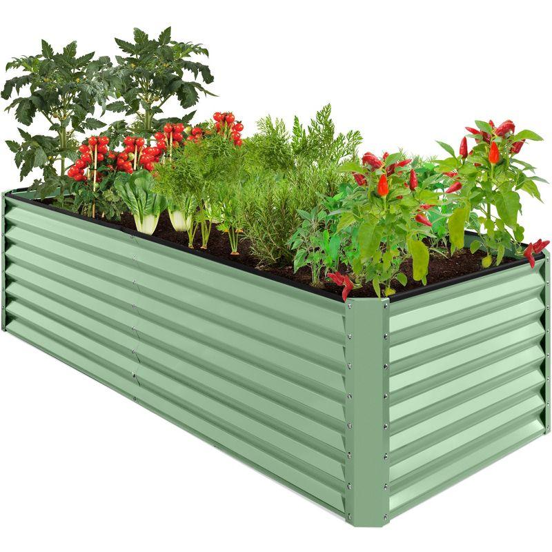 Sage Green 8x4x2ft Outdoor Metal Raised Garden Bed Planter