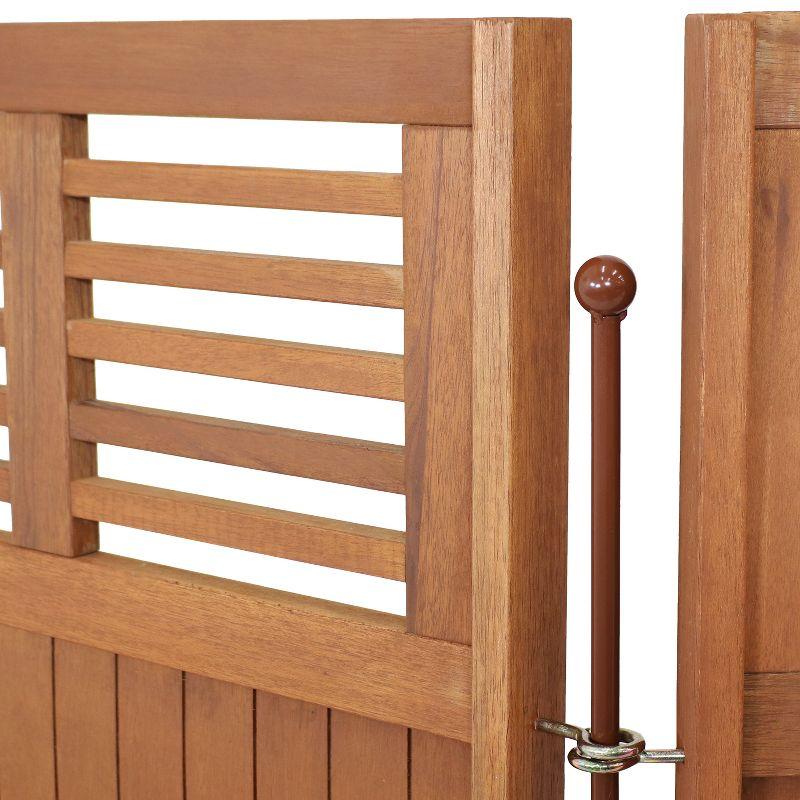 Sunnydaze Outdoor Patio or Porch Meranti Wood with Teak Oil Finish Folding Privacy Screen Fence - 44"