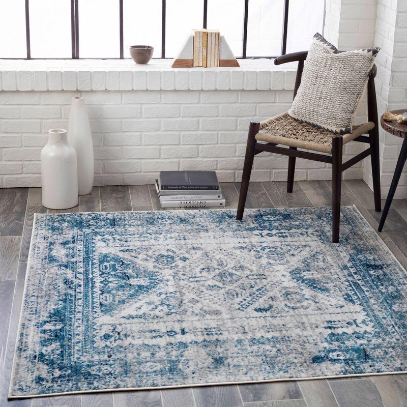 Livabliss 6'7" Square Melissa Traditional Rugs Blue: Medium Pile, Stain & Fade-Resistant, Indoor Use, 100% Polypropylene
