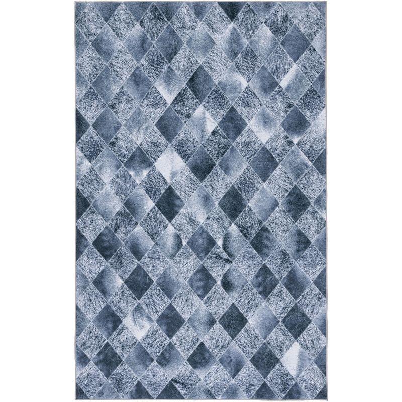 Gray Faux Fur Non-Slip Washable 6' x 9' Area Rug