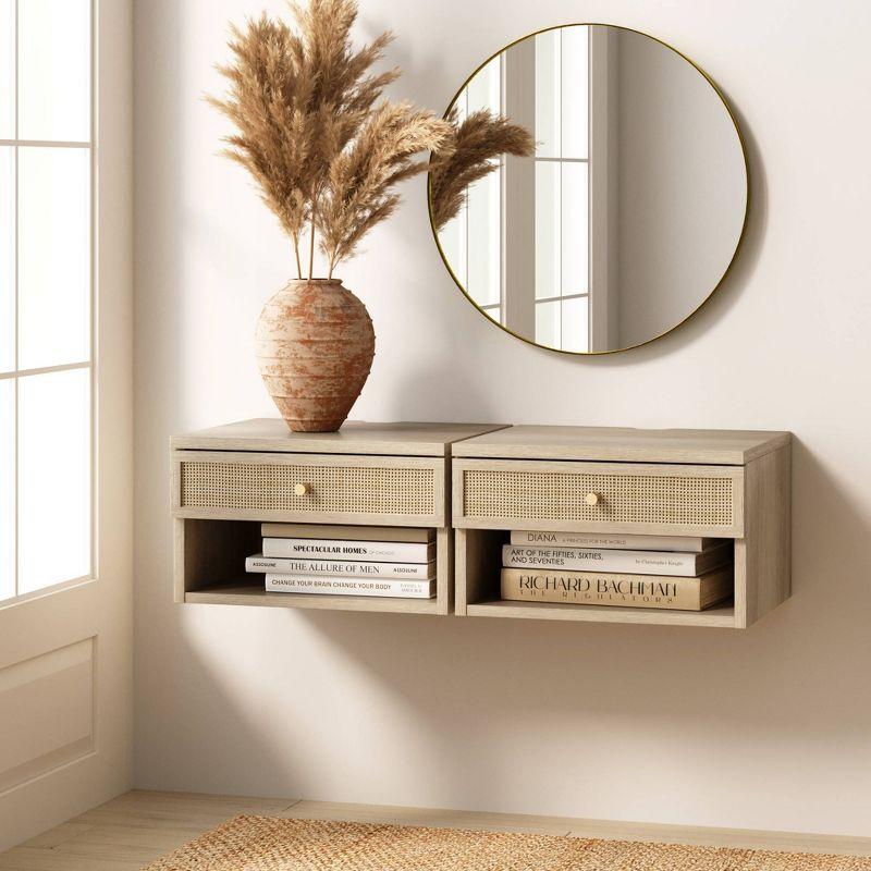 Nathan James Set of 2 Jackson Floating Nightstands Natural